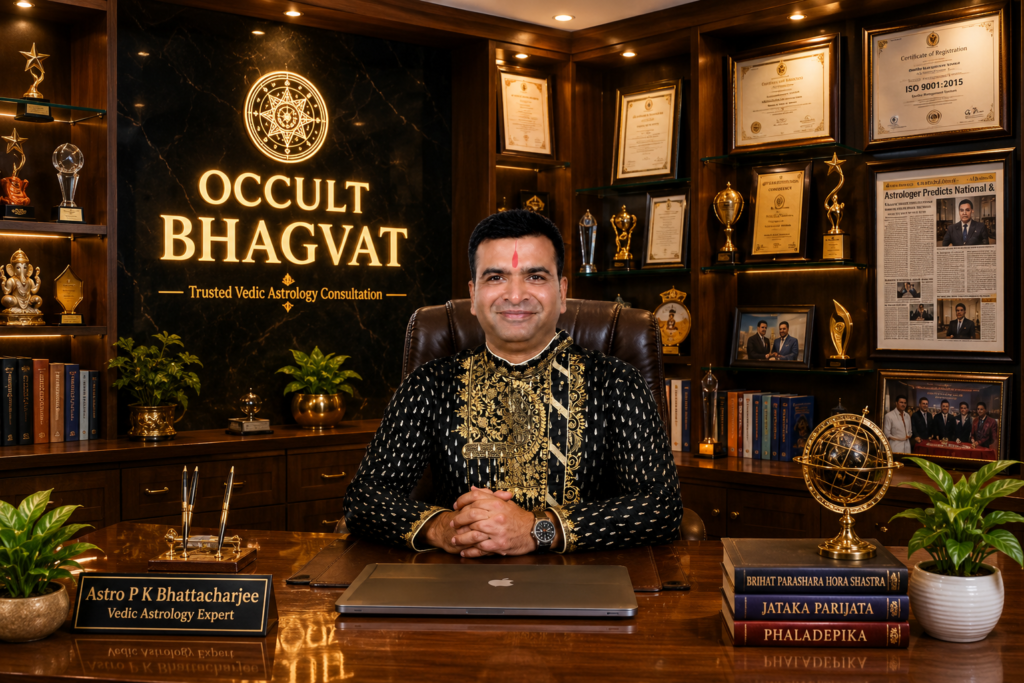 Astro P K Bhattacharjee sit on Occult Bhagvat office